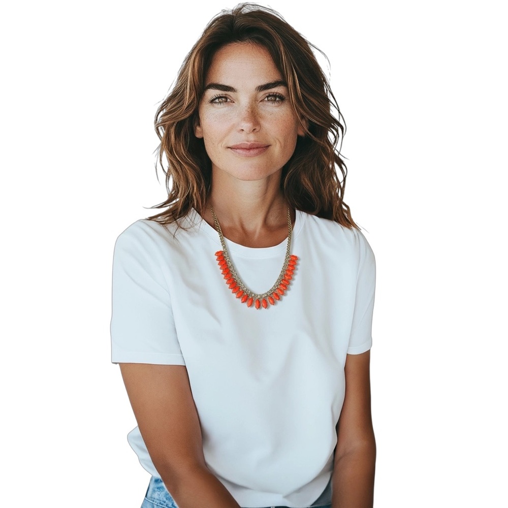 J. Crew Coral and Gold Necklace - Picture 3 of 9